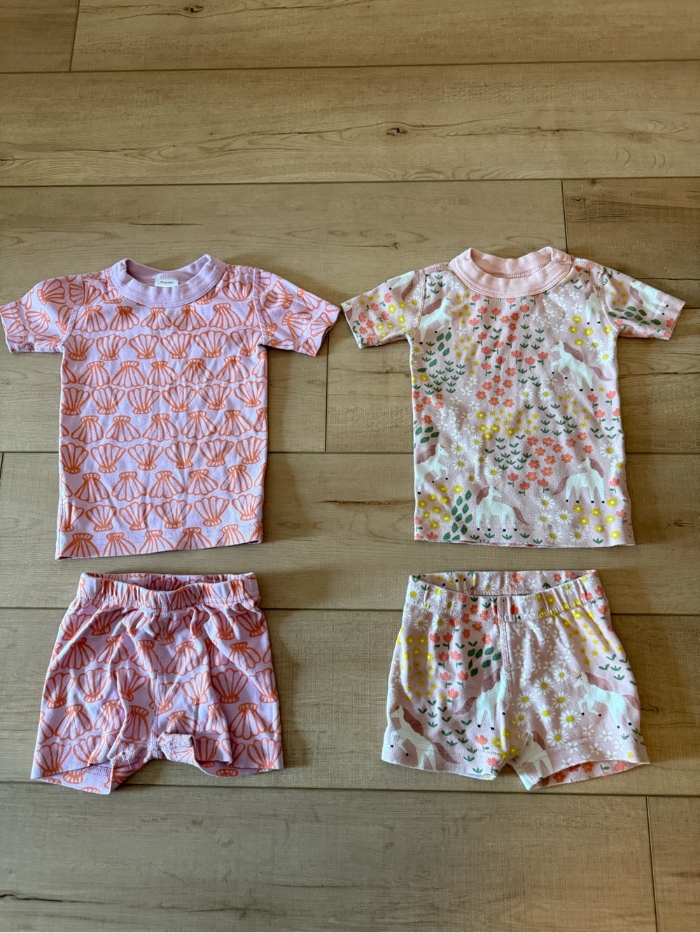 Hanna Andersson Girls Organic Cotton Short Sleeved Shorts Pajama 2 Pack Pink
